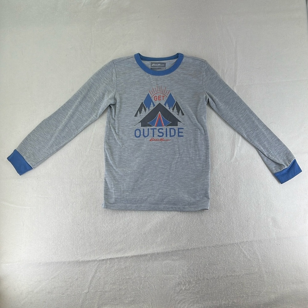 Eddie Bauer Long Sleeve Shirt Gray Kids Boys Girls Size S 7 8 Get Outside - Picture 1 of 8